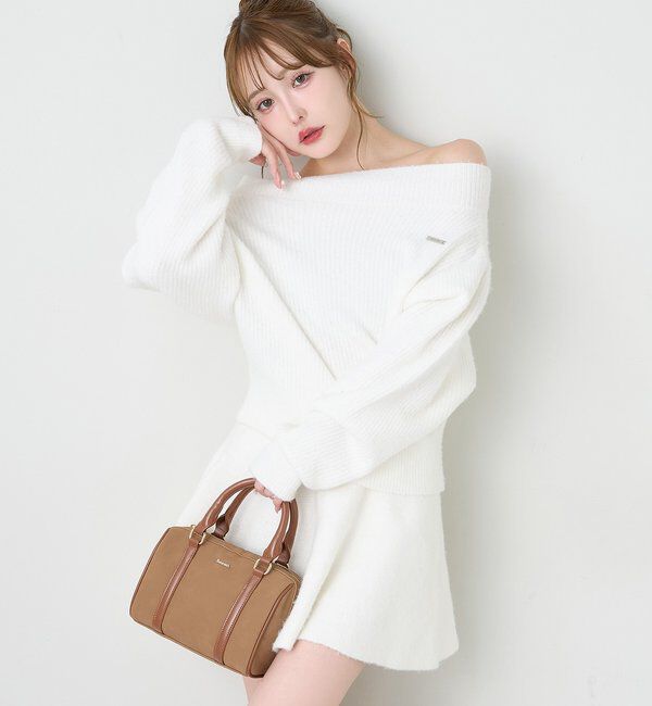  「オフショルニットセットアップ」|ワンピース|アイボリー