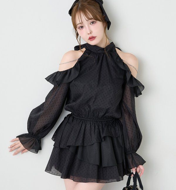  「肩ビジューアメスリチュニック」|シャツ・ブラウス|