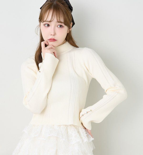  「	アイレットプチハイネックニット」|ニット・セーター|