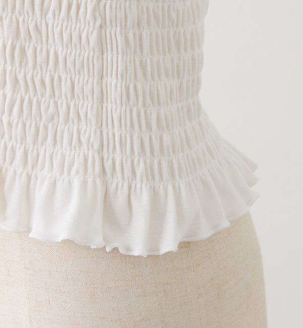  「肩リボンシャーリングトップス」|プルオーバー|