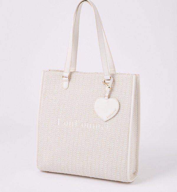  「【LouLoumei】ハートチャーム付きキャリーオントート/自立可能/推し活」|トートバッグ|アイボリー
