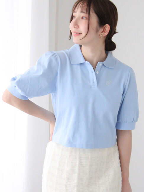 Te chichi TERRASSE「刺繍入りパフスリーブポロシャツ」|その他|サックスブルー