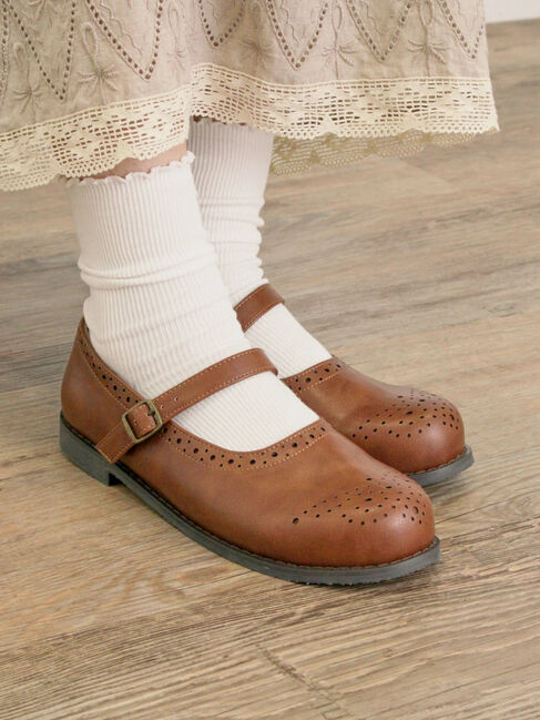 Samansa Mos2「メダリオンワンストラップシューズ」|ビジネス・ドレスシューズ|キャメル