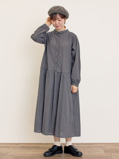 Samansa Mos2「◎刺繍ワンピース」|ワンピース|チャコールグレー