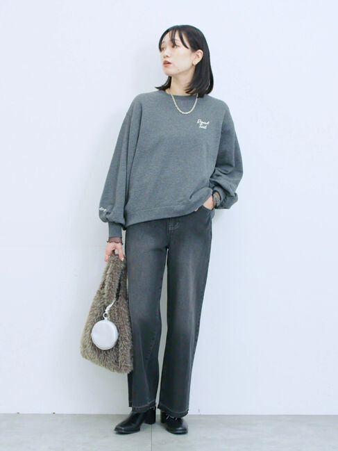 Samansa Mos2 blue「ラメ裏毛プルオーバー」|Tシャツ・カットソー|