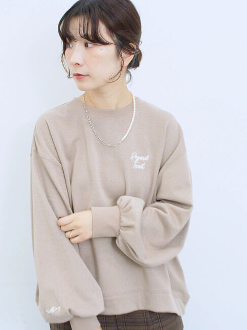 Samansa Mos2 blue「ラメ裏毛プルオーバー」|Tシャツ・カットソー|