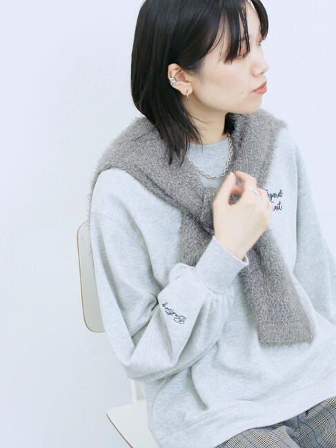 Samansa Mos2 blue「ラメ裏毛プルオーバー」|Tシャツ・カットソー|