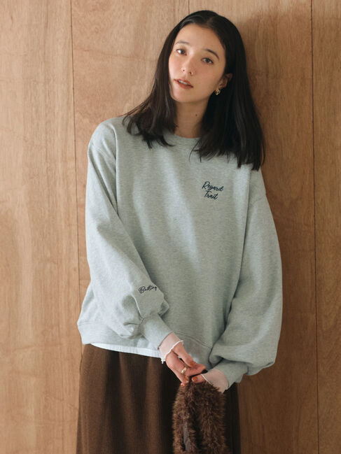 Samansa Mos2 blue「ラメ裏毛プルオーバー」|Tシャツ・カットソー|