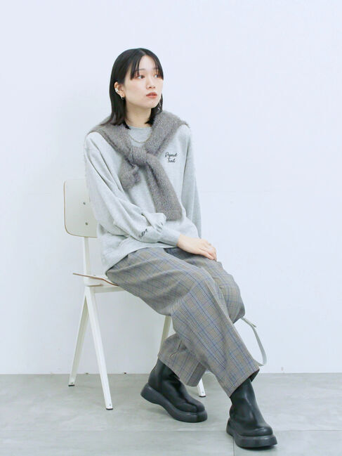 Samansa Mos2 blue「ラメ裏毛プルオーバー」|Tシャツ・カットソー|