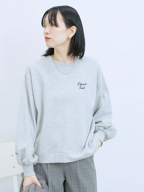 Samansa Mos2 blue「ラメ裏毛プルオーバー」|Tシャツ・カットソー|