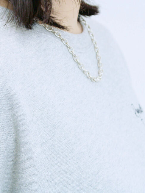 Samansa Mos2 blue「ラメ裏毛プルオーバー」|Tシャツ・カットソー|