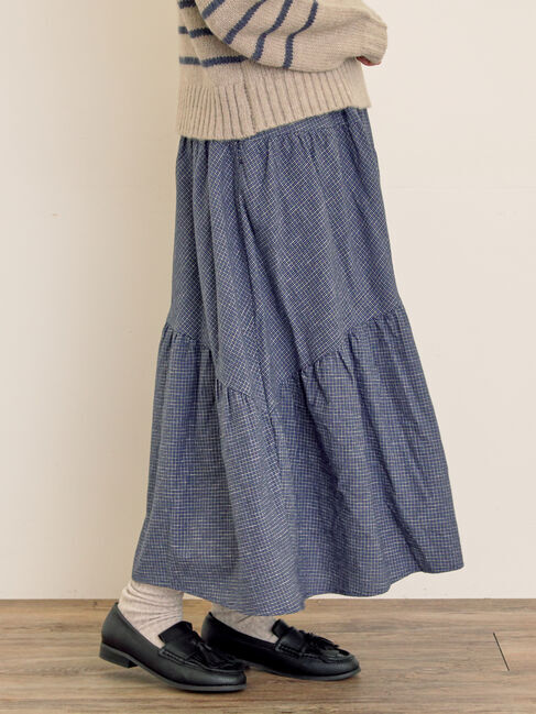 Samansa Mos2「チェック柄変形ティアードスカート」|スカート|