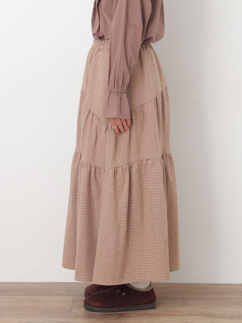 Samansa Mos2「チェック柄変形ティアードスカート」|スカート|