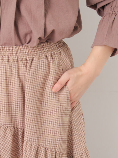 Samansa Mos2「チェック柄変形ティアードスカート」|スカート|