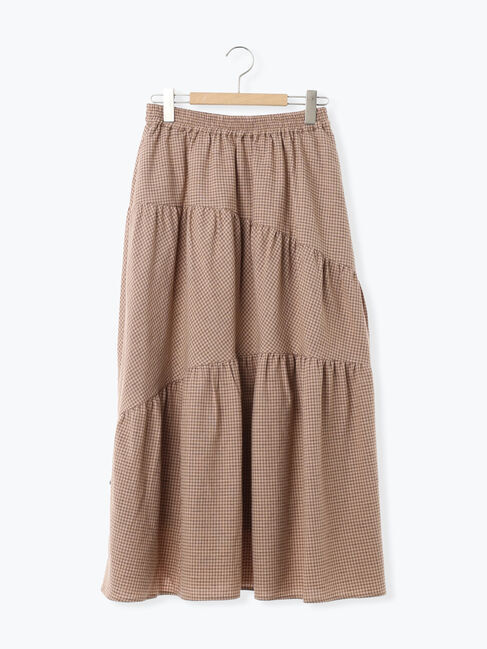 Samansa Mos2「チェック柄変形ティアードスカート」|スカート|