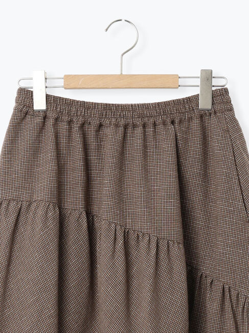 Samansa Mos2「チェック柄変形ティアードスカート」|スカート|