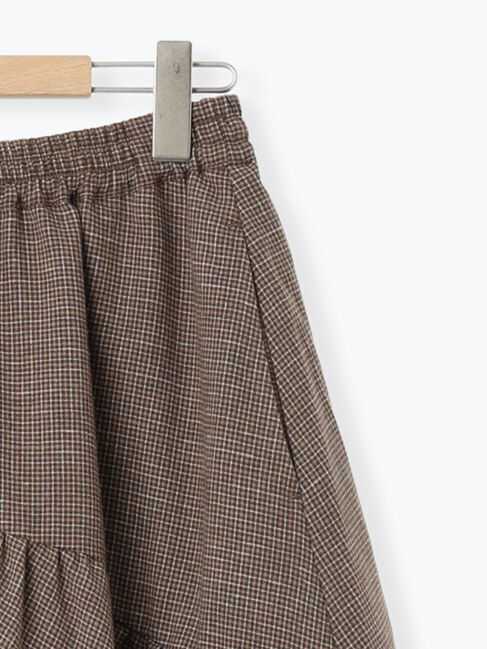 Samansa Mos2「チェック柄変形ティアードスカート」|スカート|