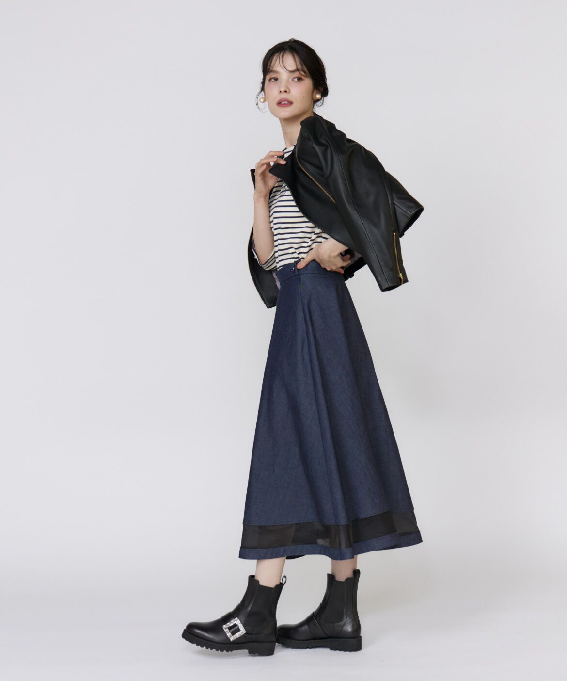 Maglie le cassetto「ボーダーパフスリーブプルオーバー」|Tシャツ・カットソー|