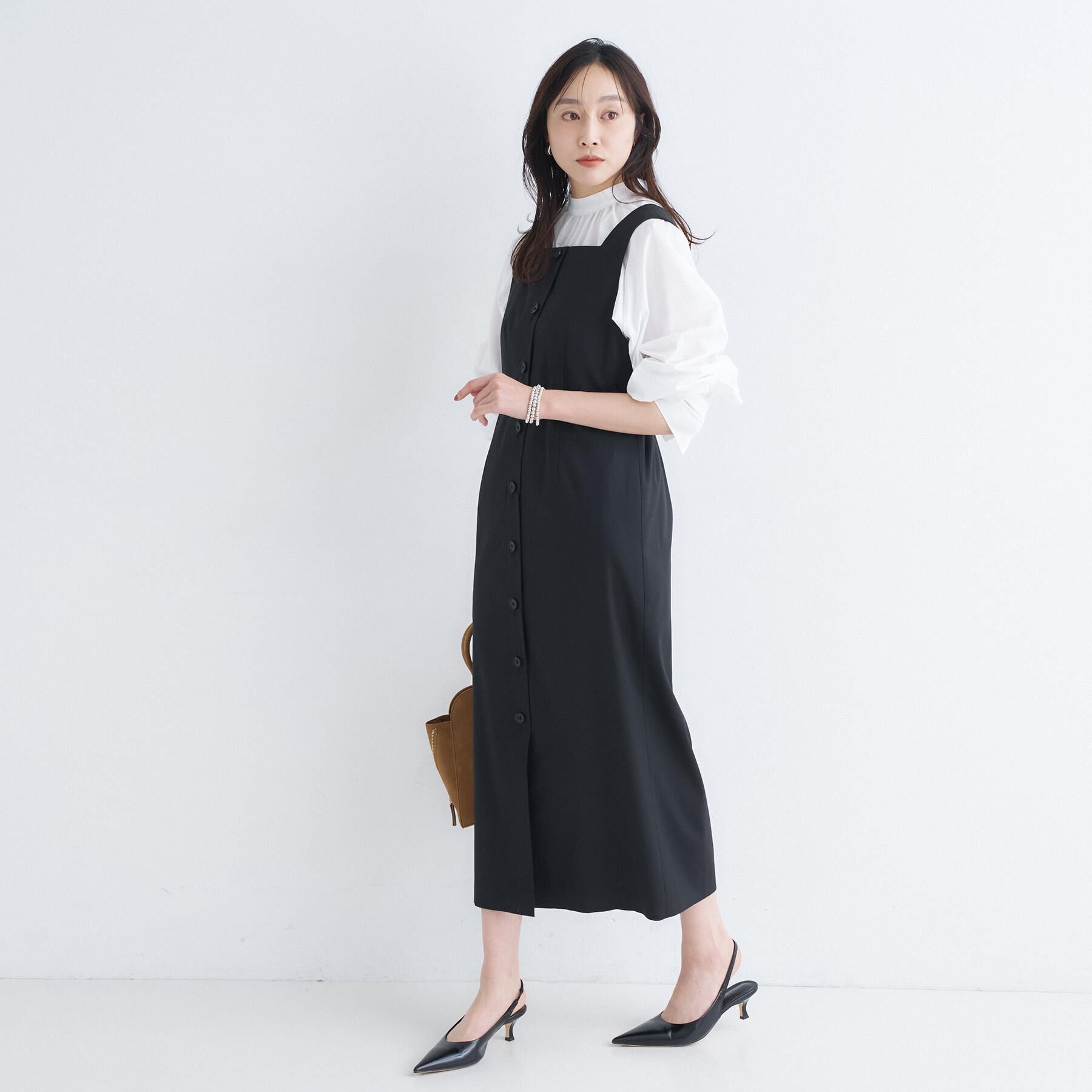 UNTITLED「スクエアネックジャンパースカート」|ワンピース|