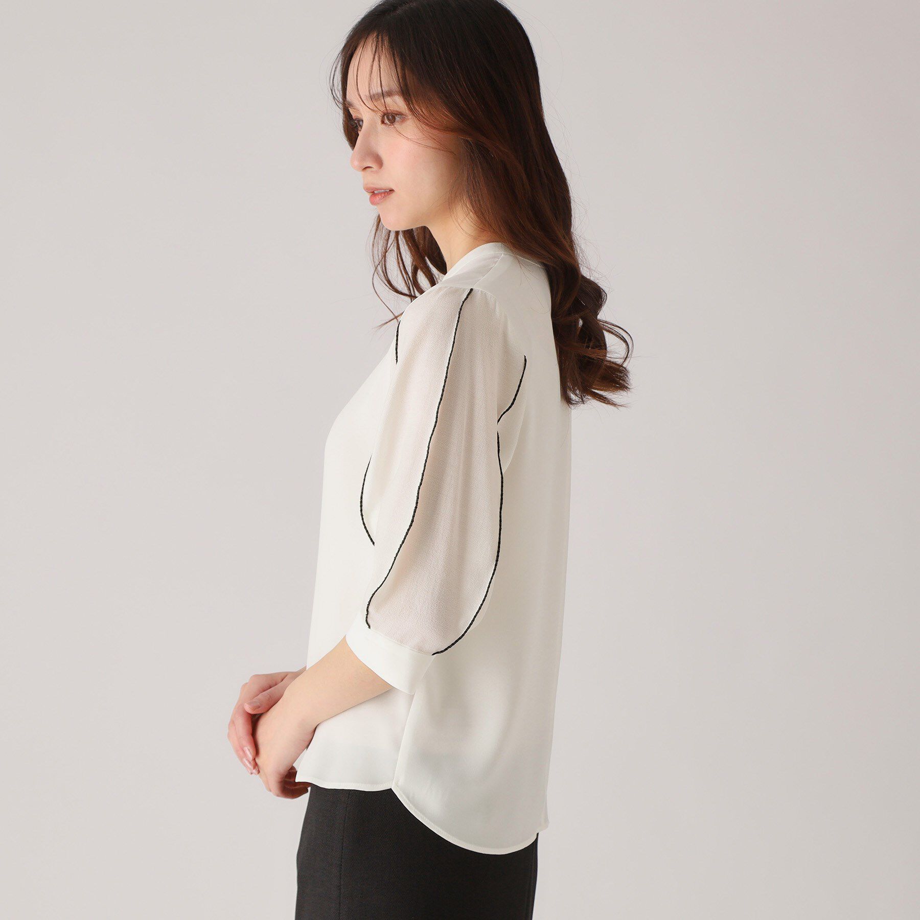 COUP DE CHANCE「【洗える／刺しゅうディテール】袖デザインブラウス」|シャツ・ブラウス|