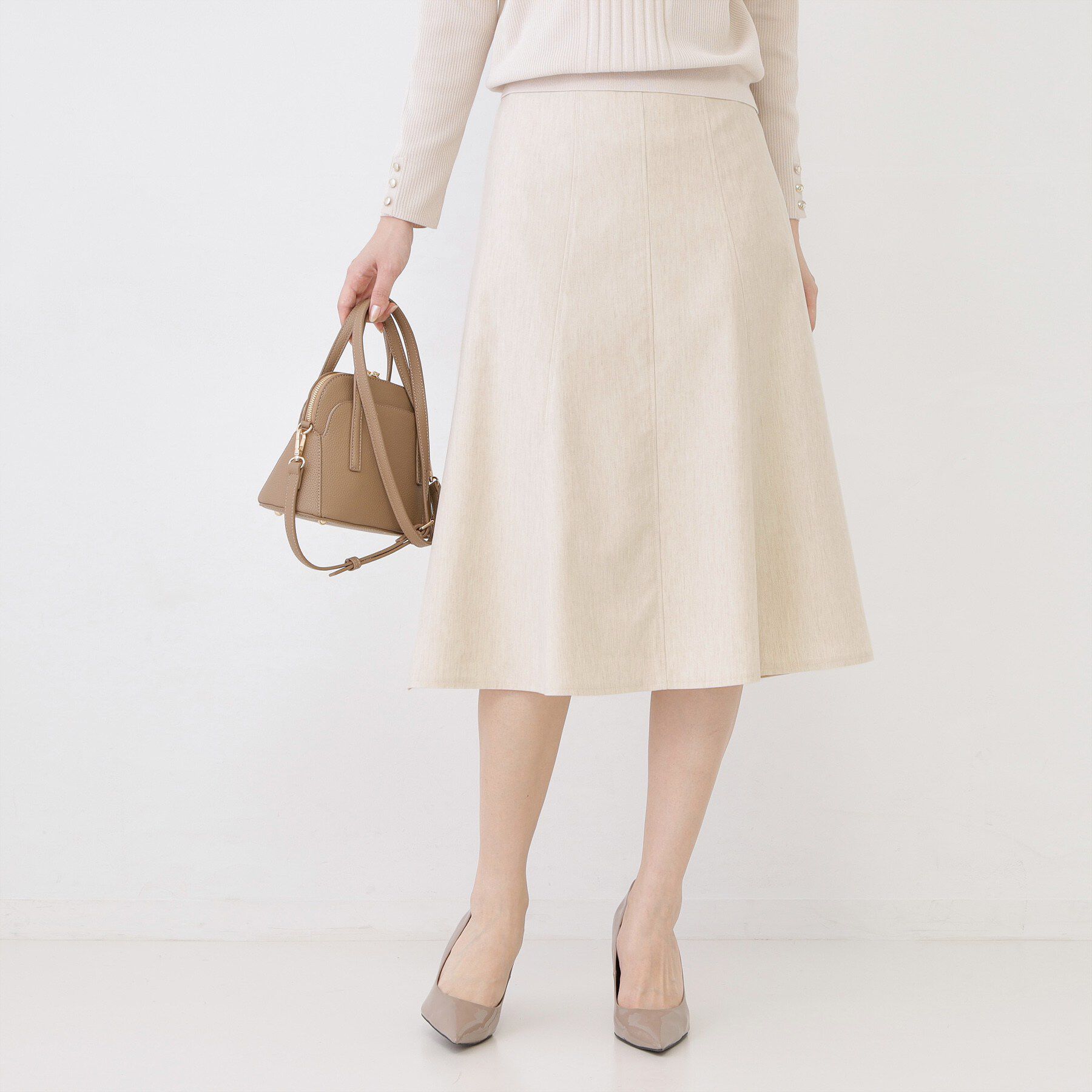 COUP DE CHANCE「【手洗い可／日本製】麻混フレアースカート」|スカート|グレージュ(050)