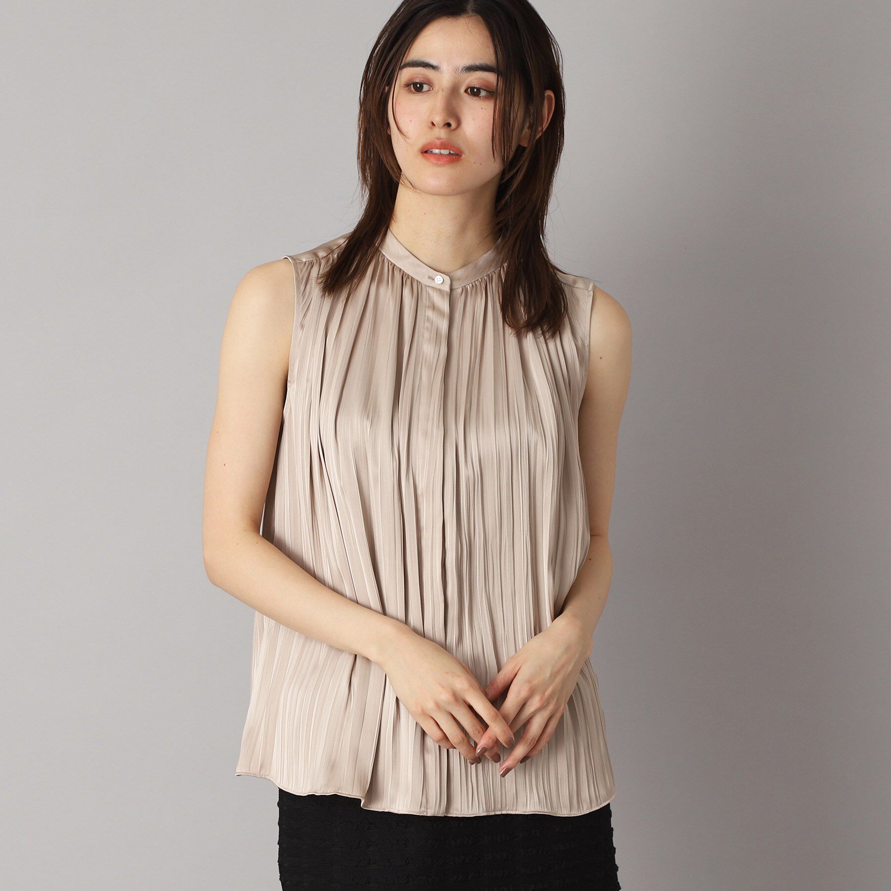 DRESSTERIOR「【洗える/きれいめ】プリーツサテンブラウス」|シャツ・ブラウス|