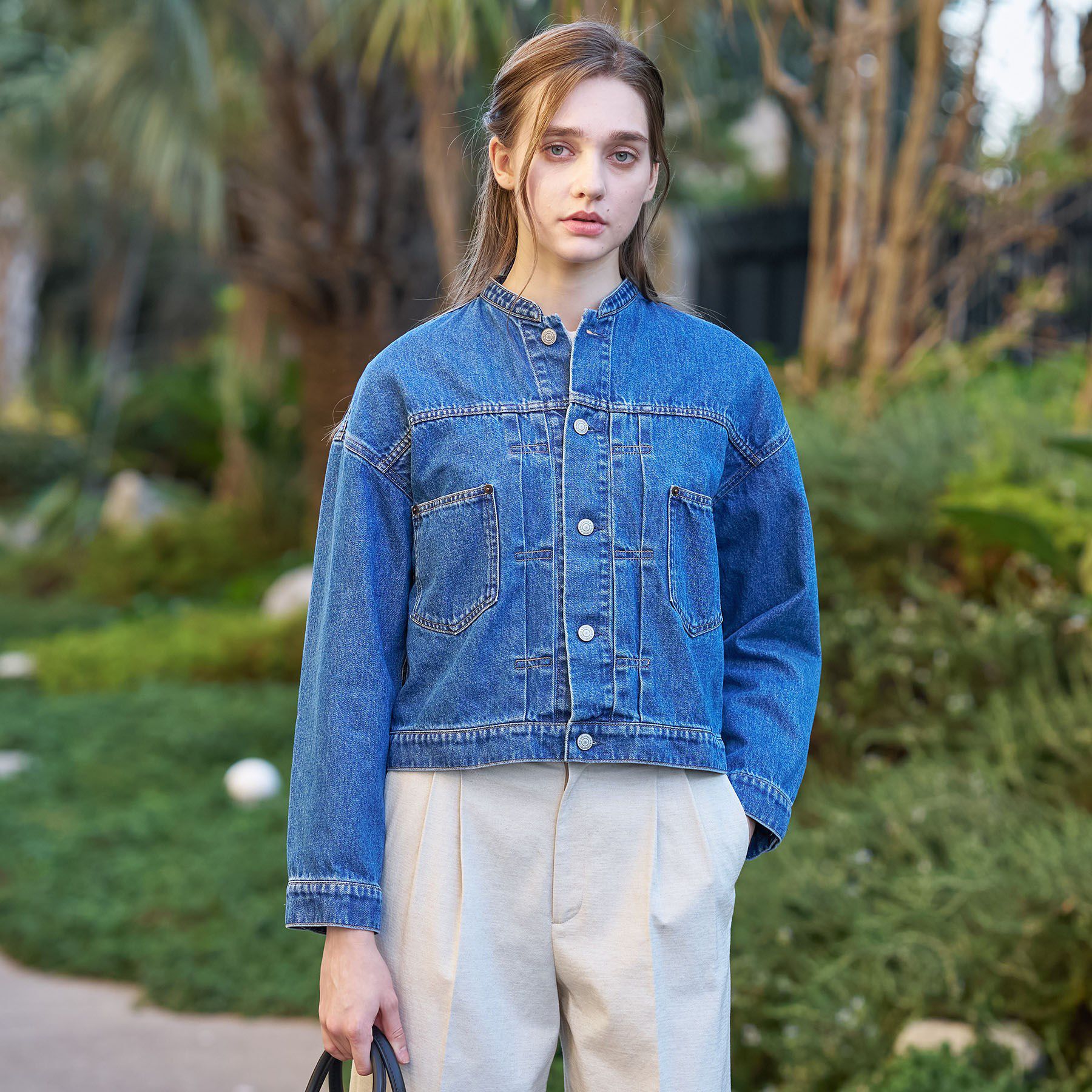 DRESSTERIOR「ヴィンテージバンドカラーGジャン」|デニムジャケット|