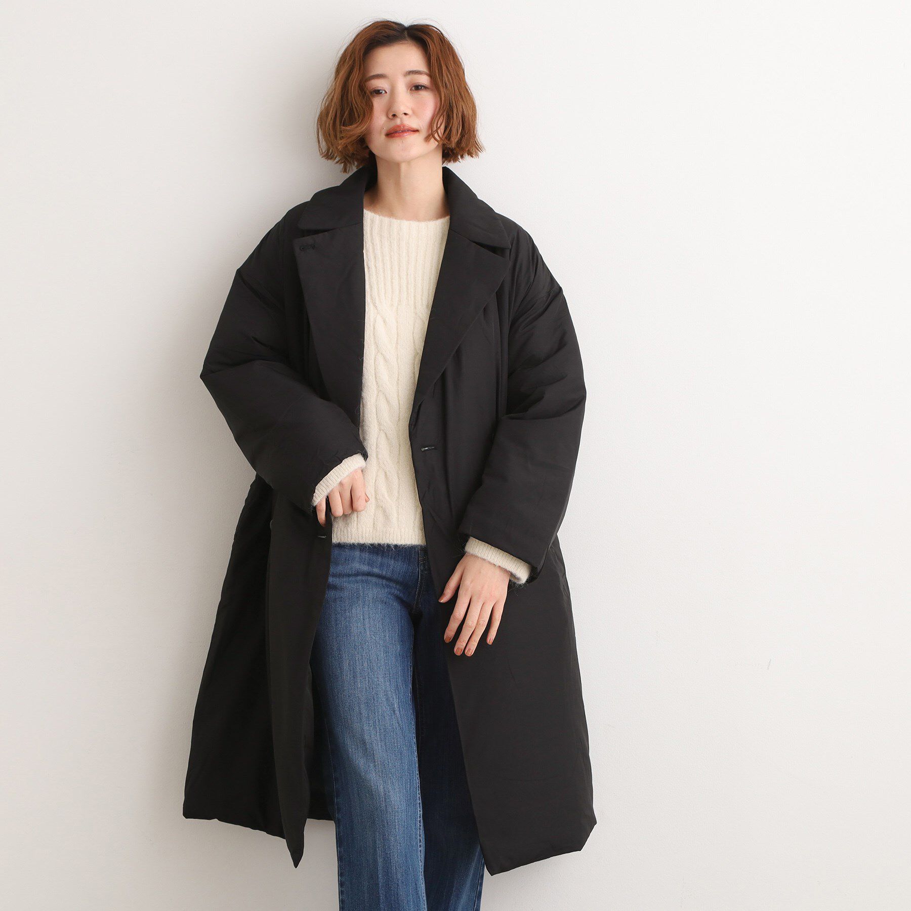 grove「すっきり見え、ステッチレス中綿コート」|ダウン|