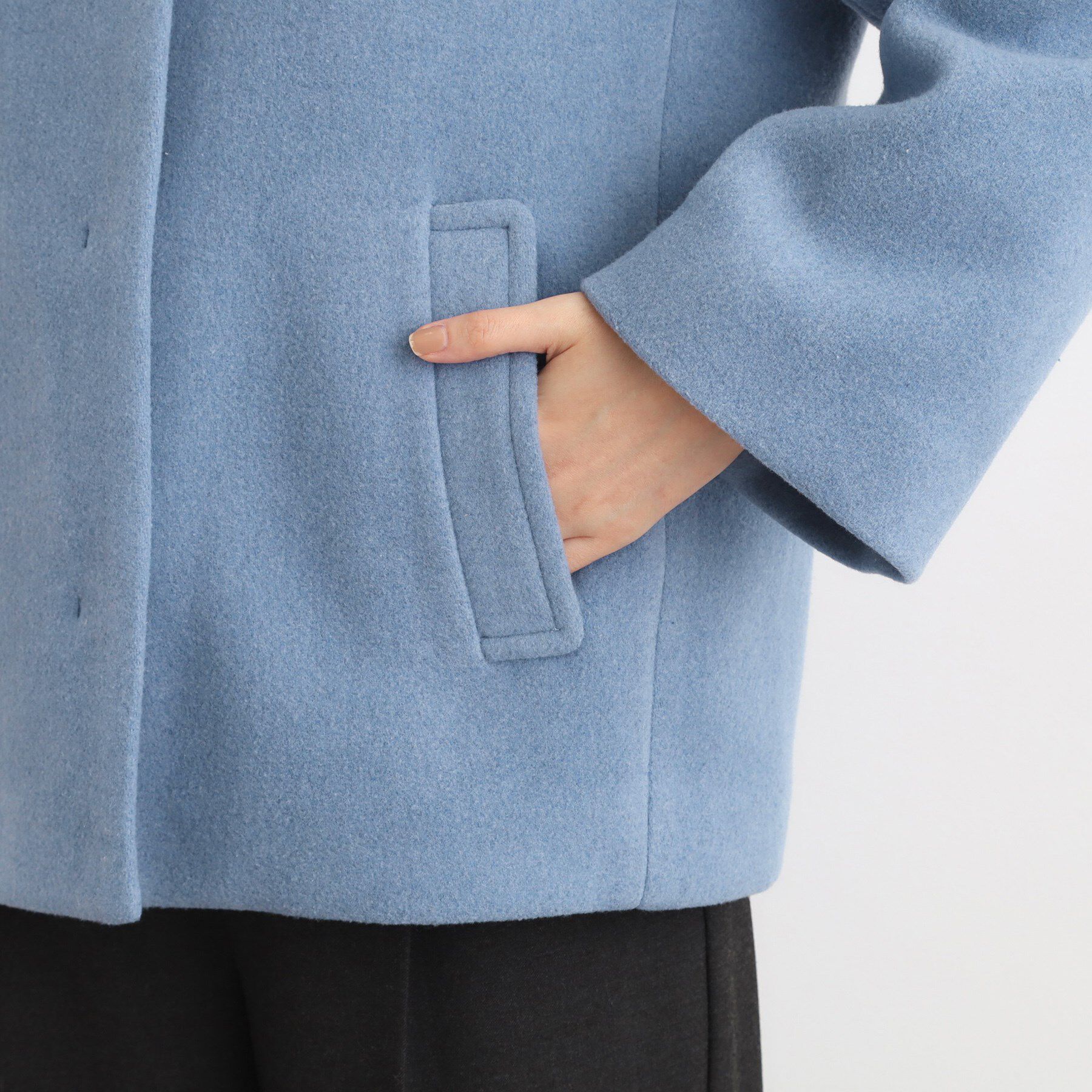 grove「【ウール混】軽やかに羽織れるショートコート」|ノーカラーコート|