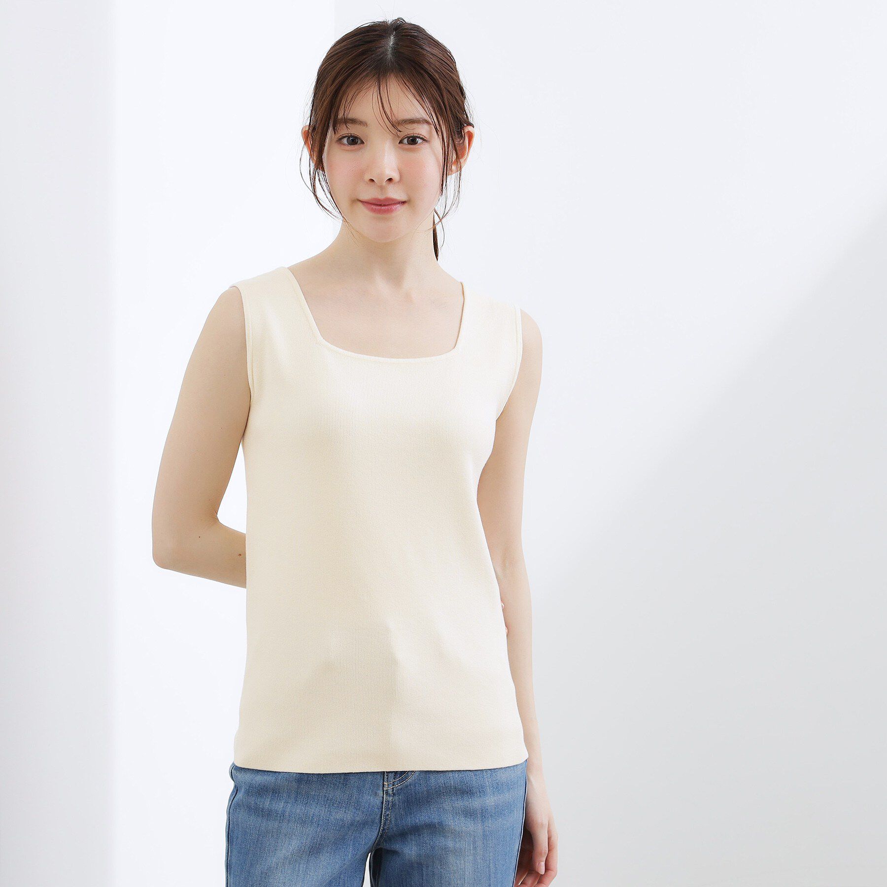 grove「2WAYスクエアニットタンク」|キャミソール|オフホワイト(003
