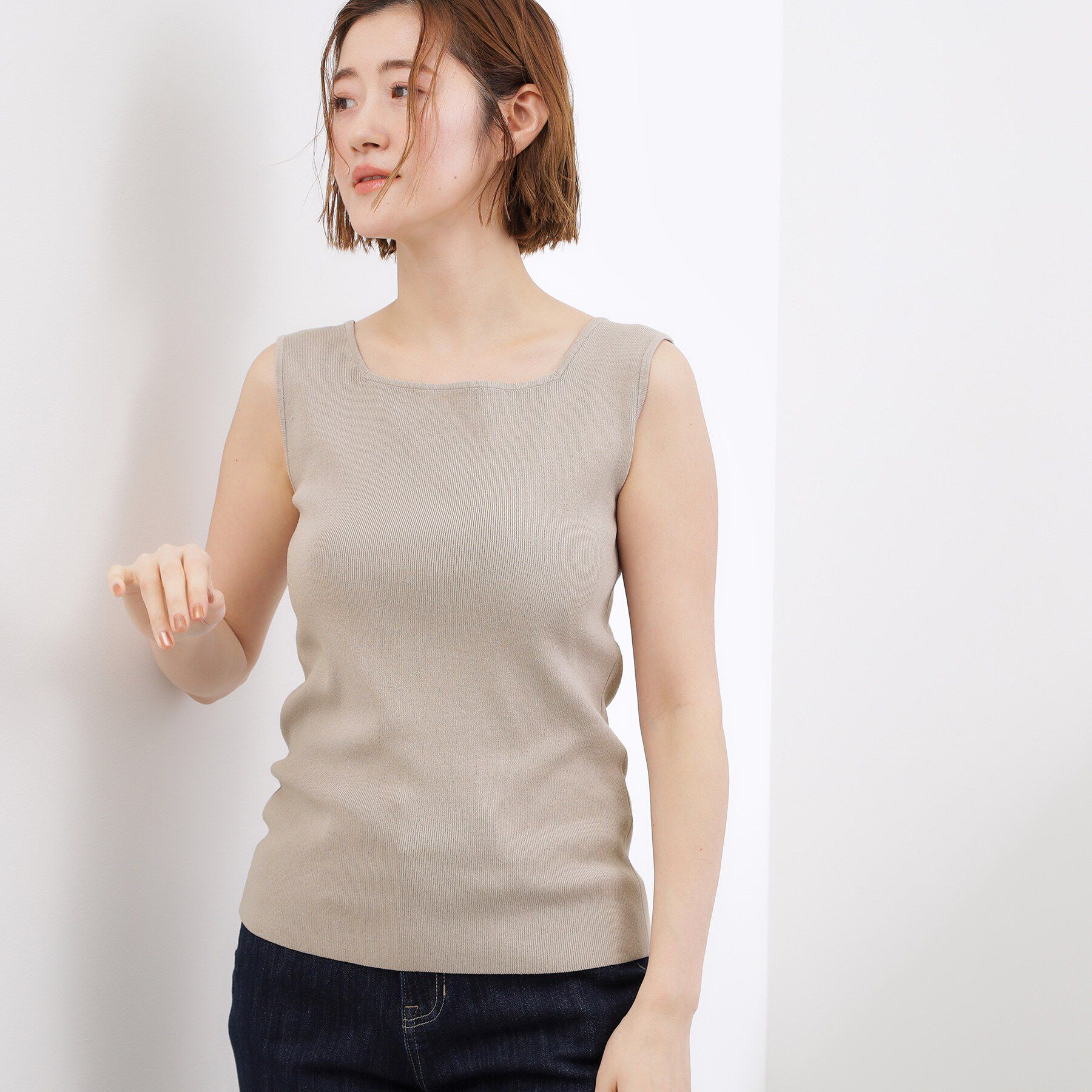 grove「2WAYスクエアニットタンク」|キャミソール|