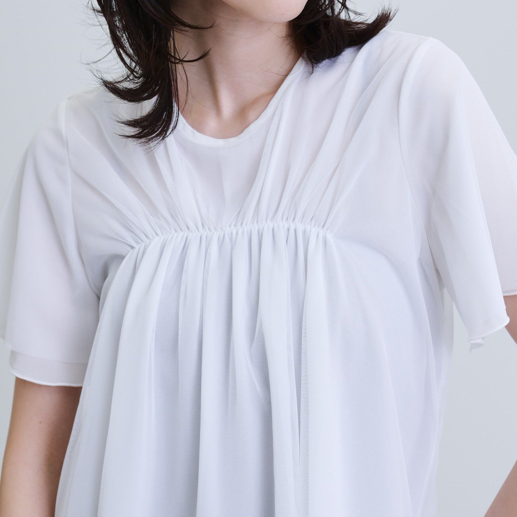 GALLEST「メッシュギャザーTシャツ」|Tシャツ・カットソー|