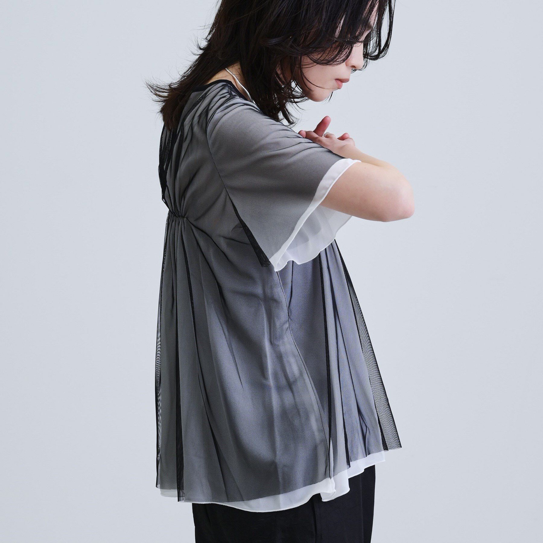 GALLEST「メッシュギャザーTシャツ」|Tシャツ・カットソー|