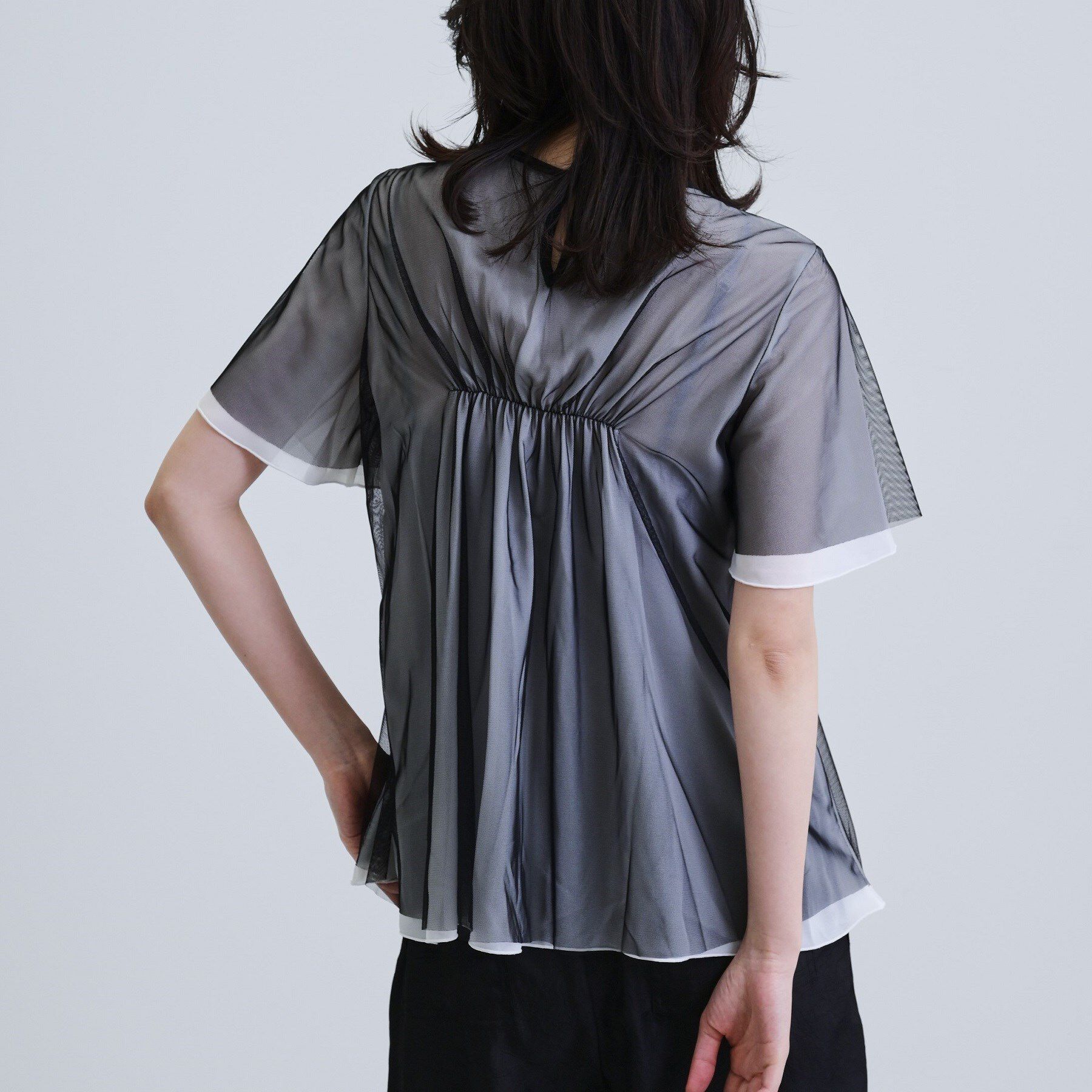 GALLEST「メッシュギャザーTシャツ」|Tシャツ・カットソー|