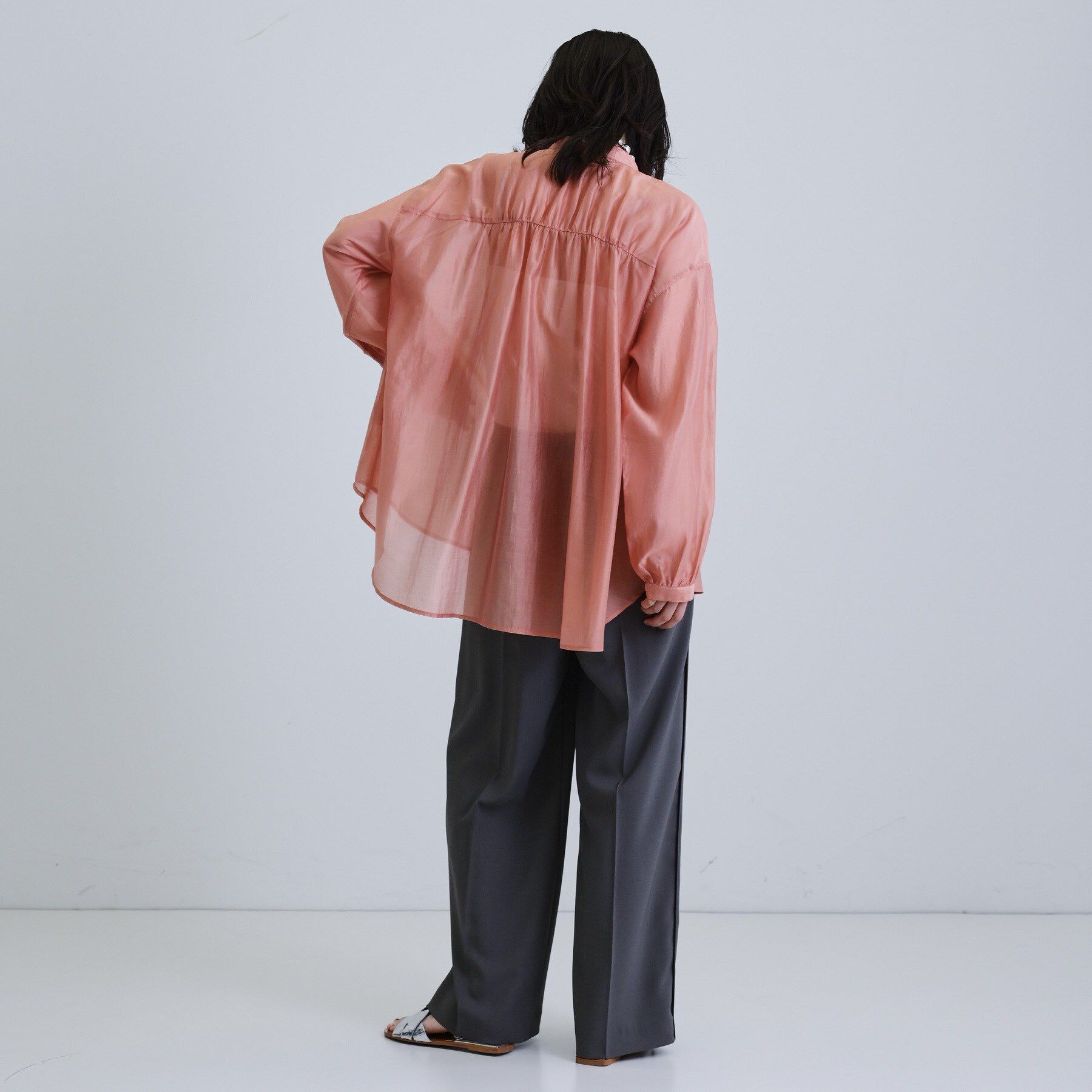 GALLEST「シアーローンミドル丈シャツ/シアーシャツ/シアートップス【洗える】」|シャツ・ブラウス|