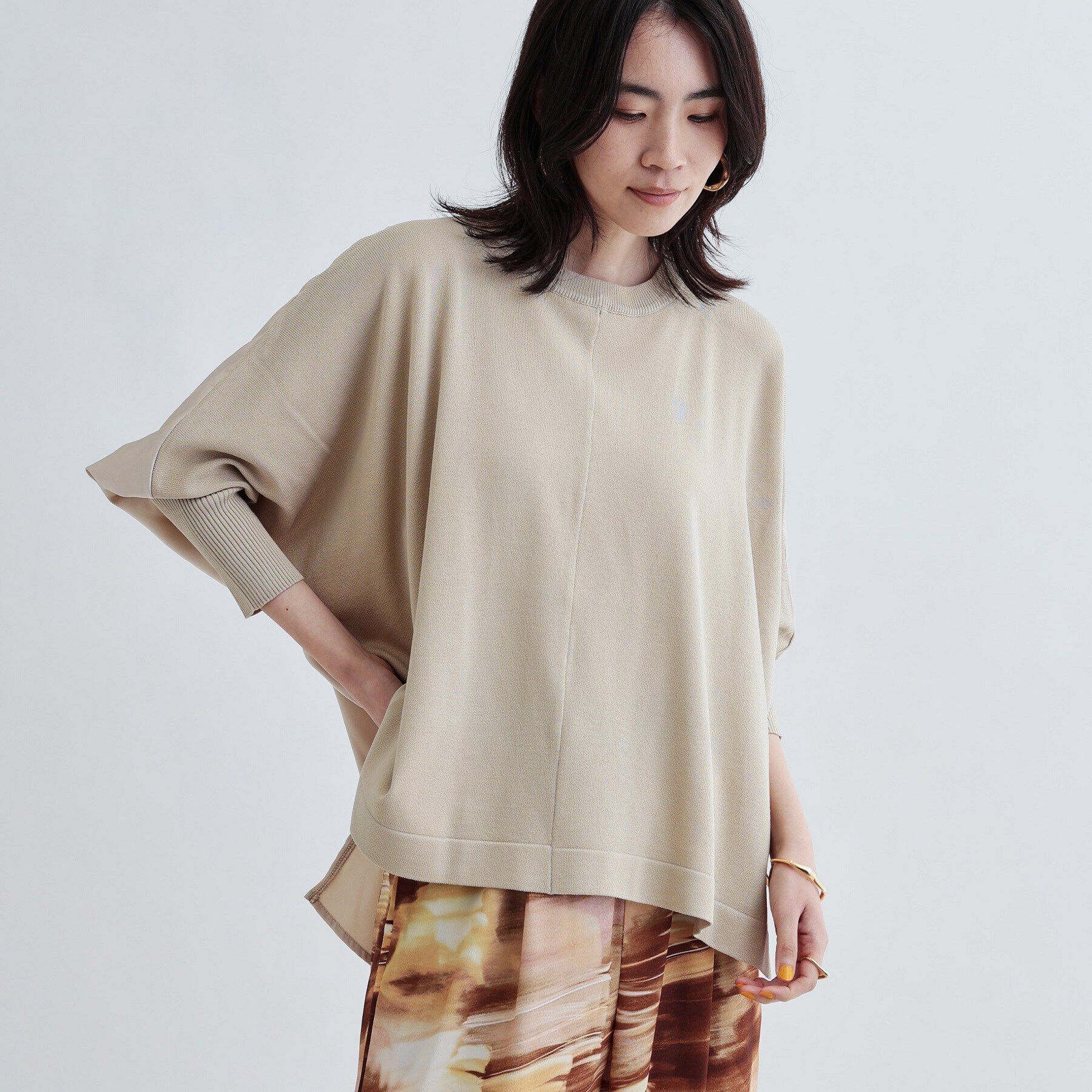 GALLEST「サテンバックドルマンニット」|ニット・セーター|グレージュ(050)