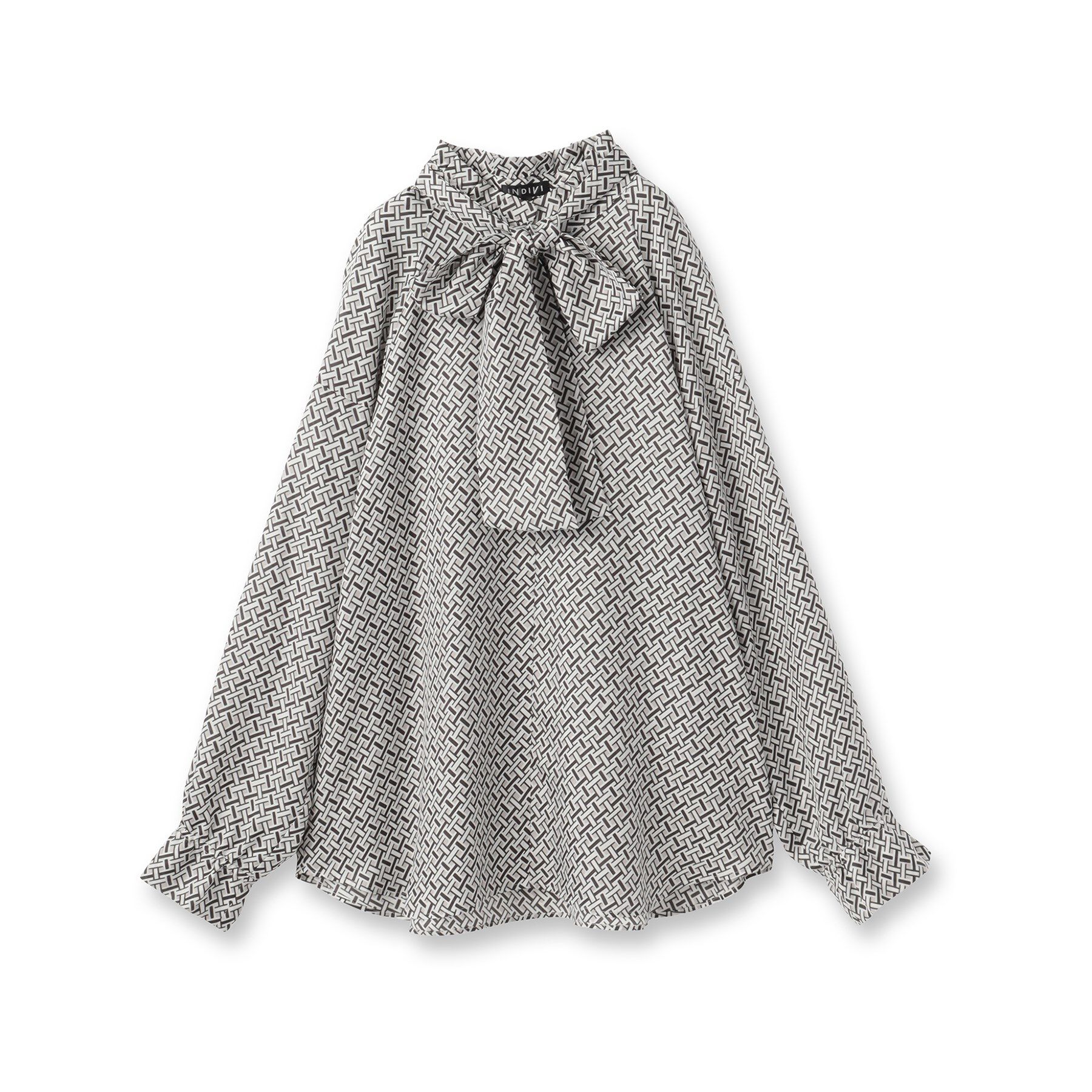 INDIVI「ジオメプリントボウタイブラウス」|シャツ・ブラウス|