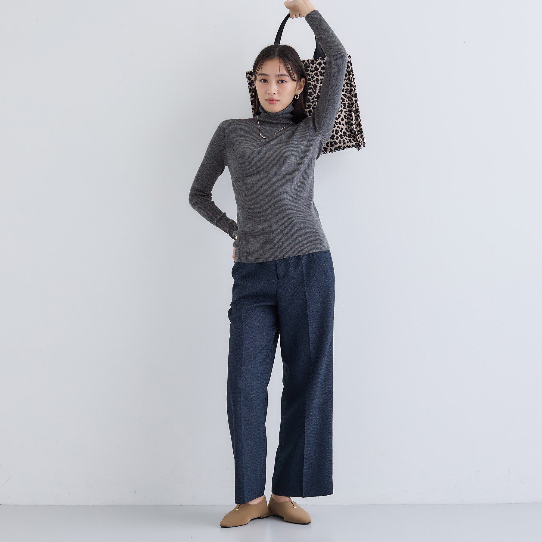 INDIVI「【洗える／毛玉になりにくい】エクストラファインウール リブタートルニット」|ニット・セーター|