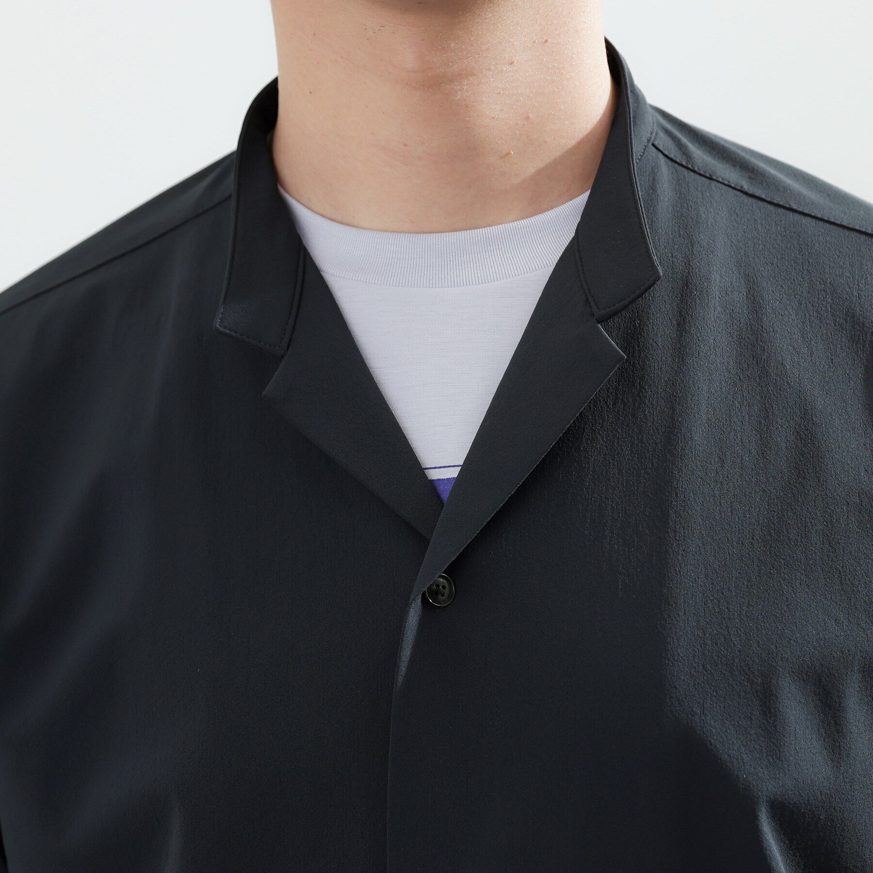 TAKEO KIKUCHI「【軽羽織】ハイストレッチ オープンバンドカラー シャツ」|シャツ・ブラウス|