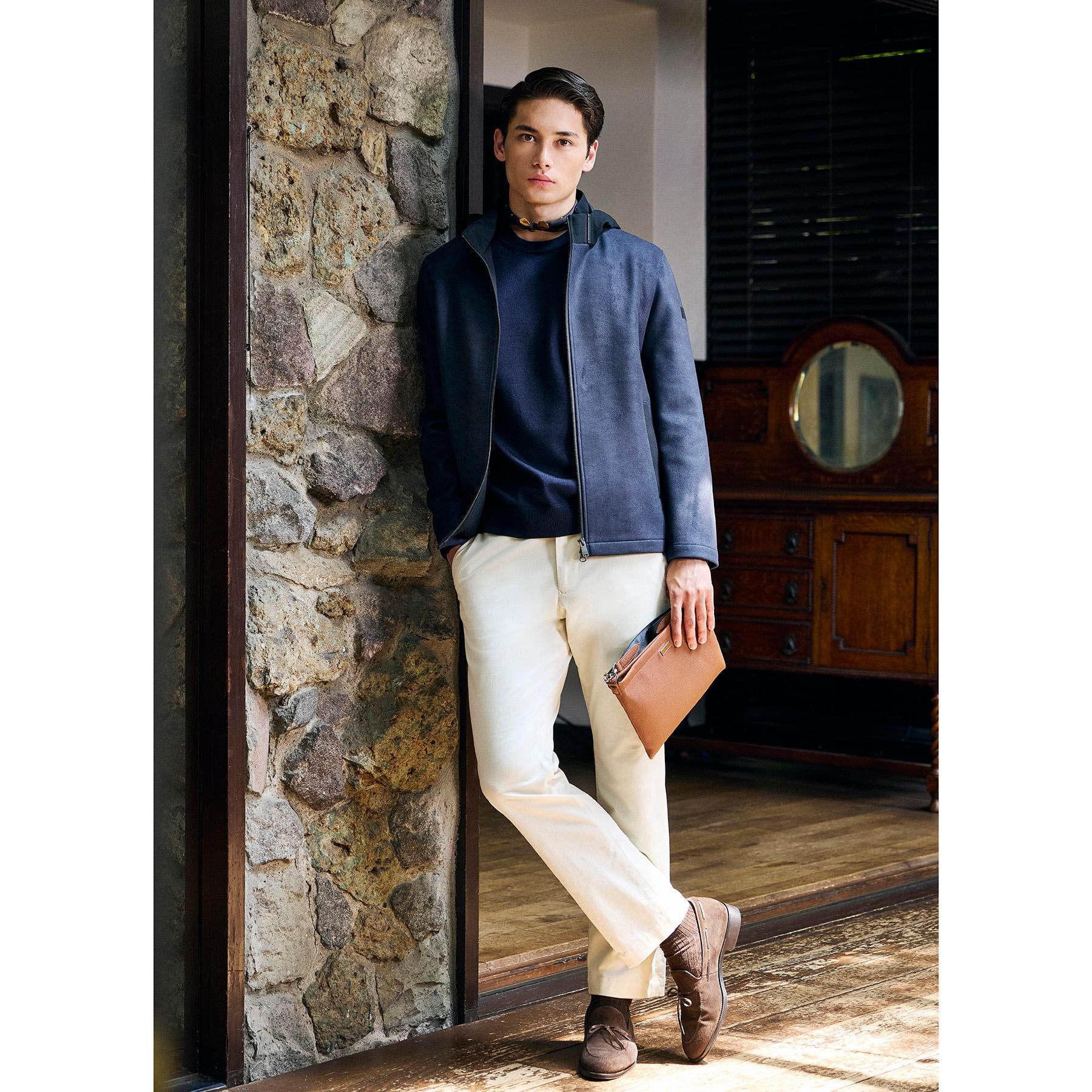 TAKEO KIKUCHI「【JUST ONE LAYER】ダウンファブリック ジップアップ フード ブルゾン」|ブルゾン・スタジャン|