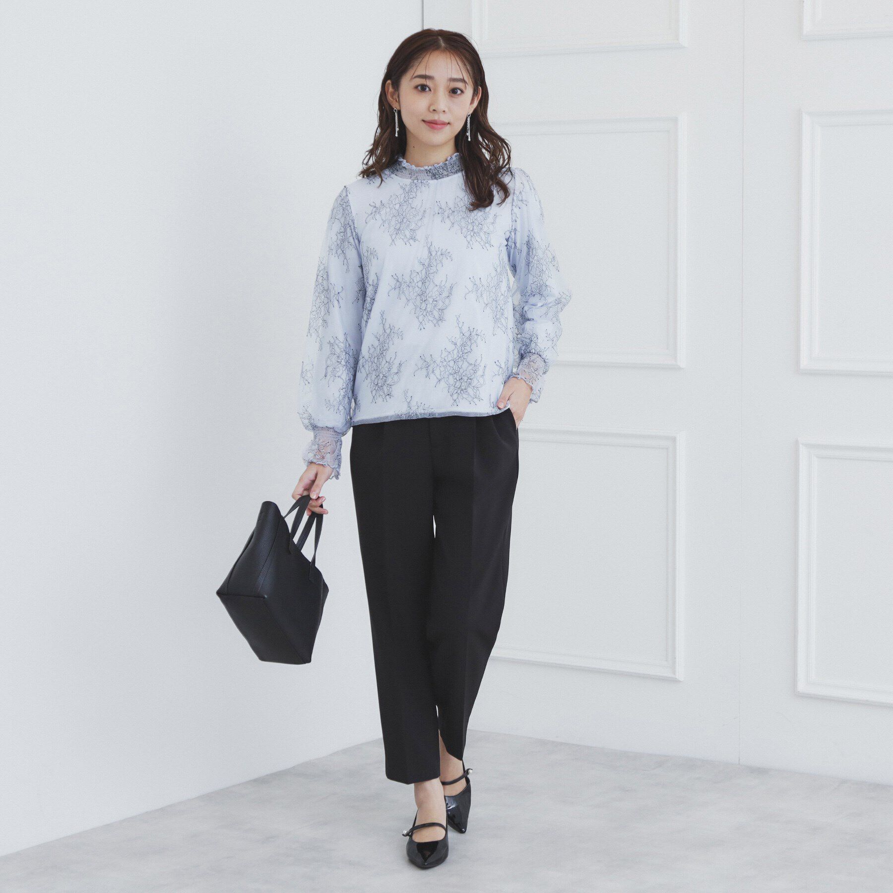 index「シャーリング総レーストップス【洗濯機洗い可】」|Tシャツ・カットソー|