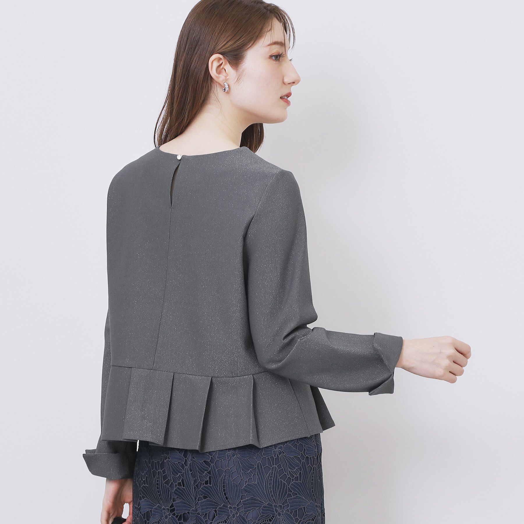 index「ストレッチペプラムラメトップス【洗濯機OK/防シワ/抗ピル】《S～3L》」|Tシャツ・カットソー|