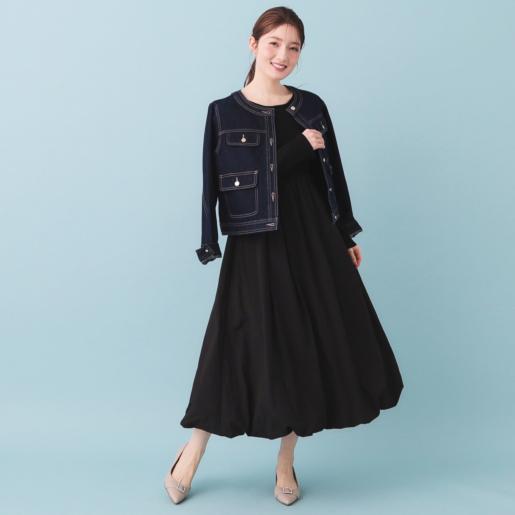 index「ドッキングバルーンロングフレアワンピース【洗濯機OK】」|ワンピース|