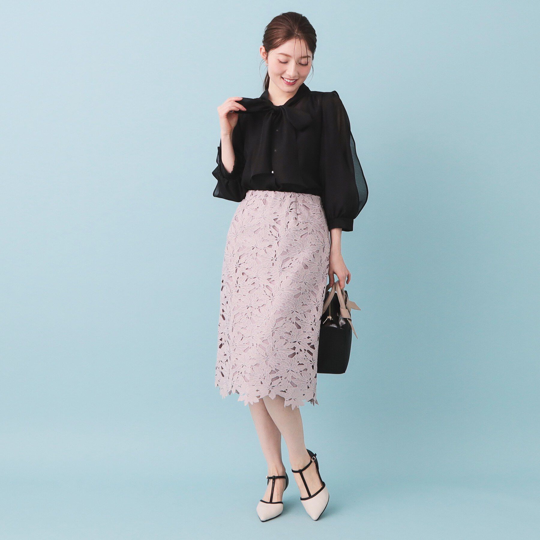 index「オーガンシアーリボンフリルブラウス【洗濯機OK/イージーアイロン】」|シャツ・ブラウス|