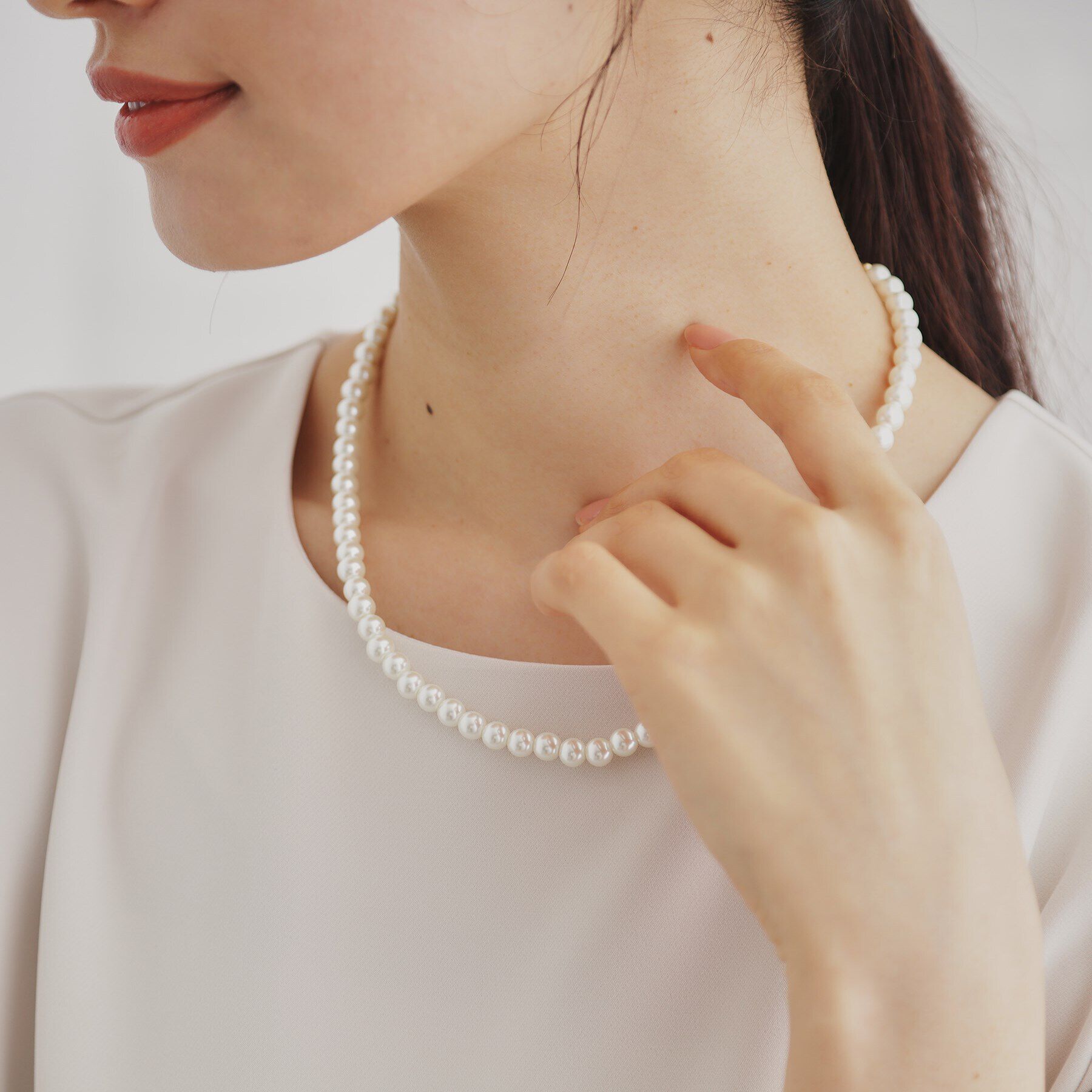 OPAQUE.CLIP「ガラスパール連ネックレス（ショート）」|ネックレス|