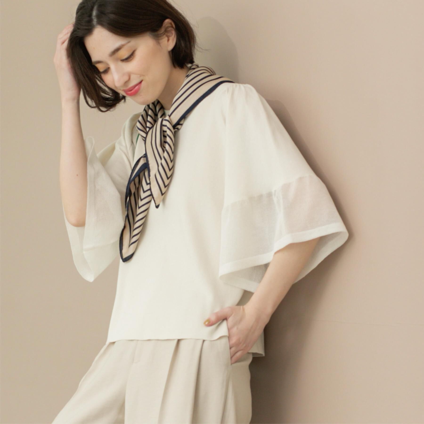 OPAQUE.CLIP「《5色展開》シアーフレアスリーブニット【洗濯機洗い可】」|ニット・セーター|