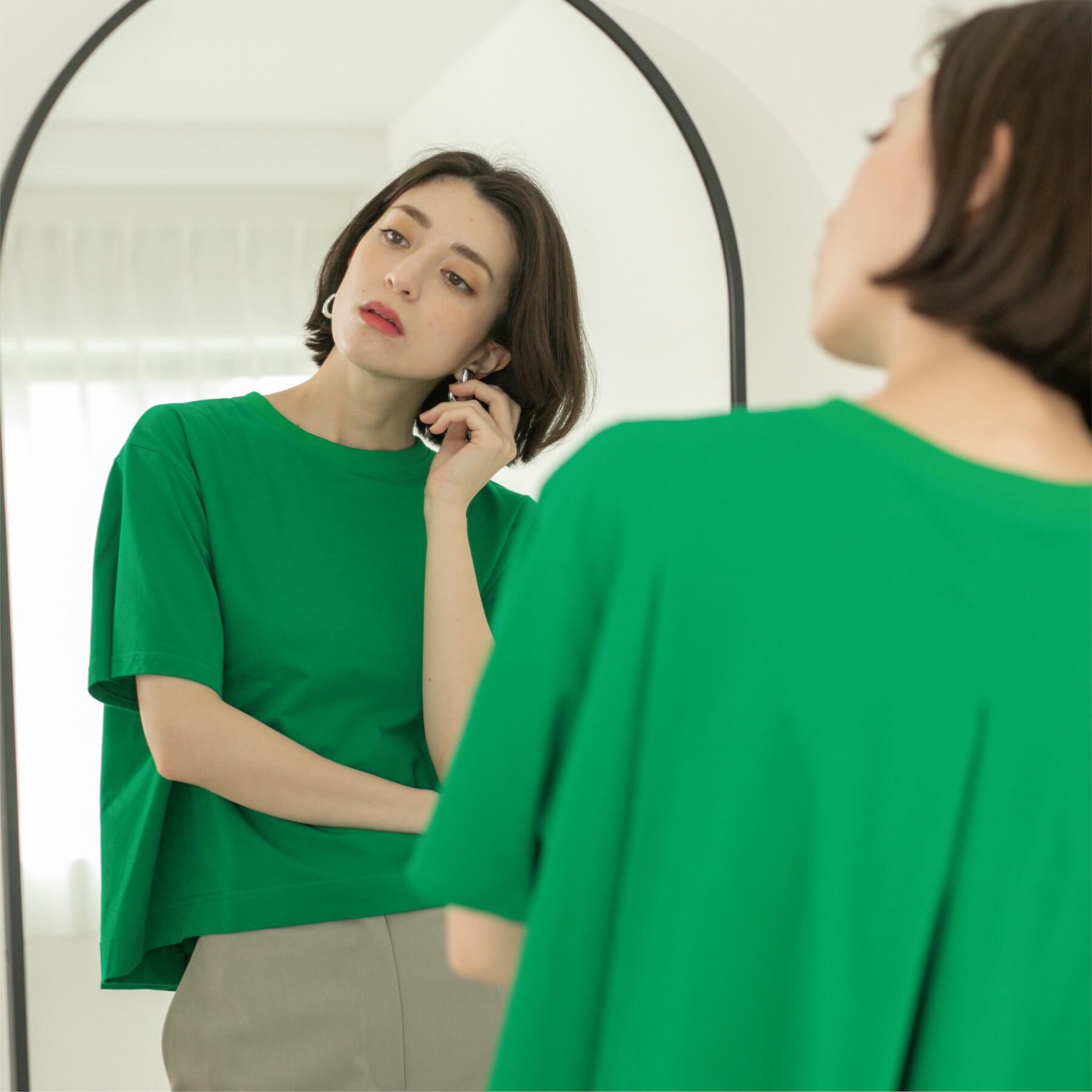 OPAQUE.CLIP「バックフレアショートTシャツ【洗濯機洗い可】」|Tシャツ・カットソー|