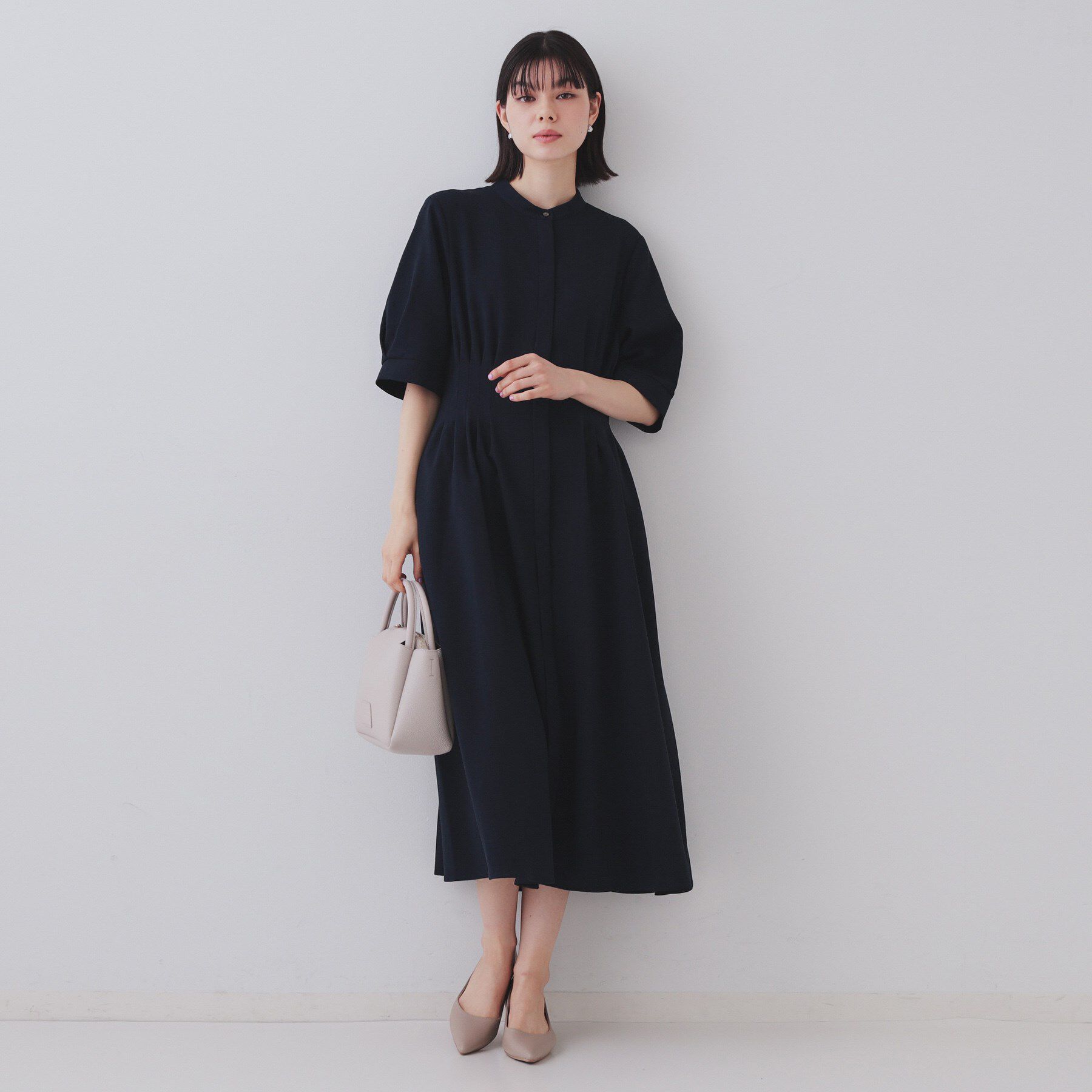 OPAQUE.CLIP「ピンタックフィット＆フレアワンピース【洗濯機洗い可】」|ワンピース|