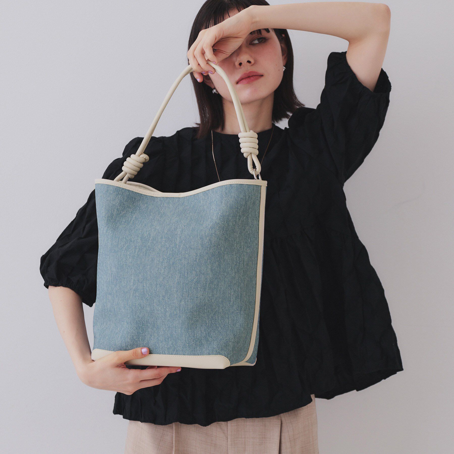 OPAQUE.CLIP「合皮コンビデザインバイカラーワンショルダーバッグ」|ショルダー・メッセンジャー|ブルー(591)