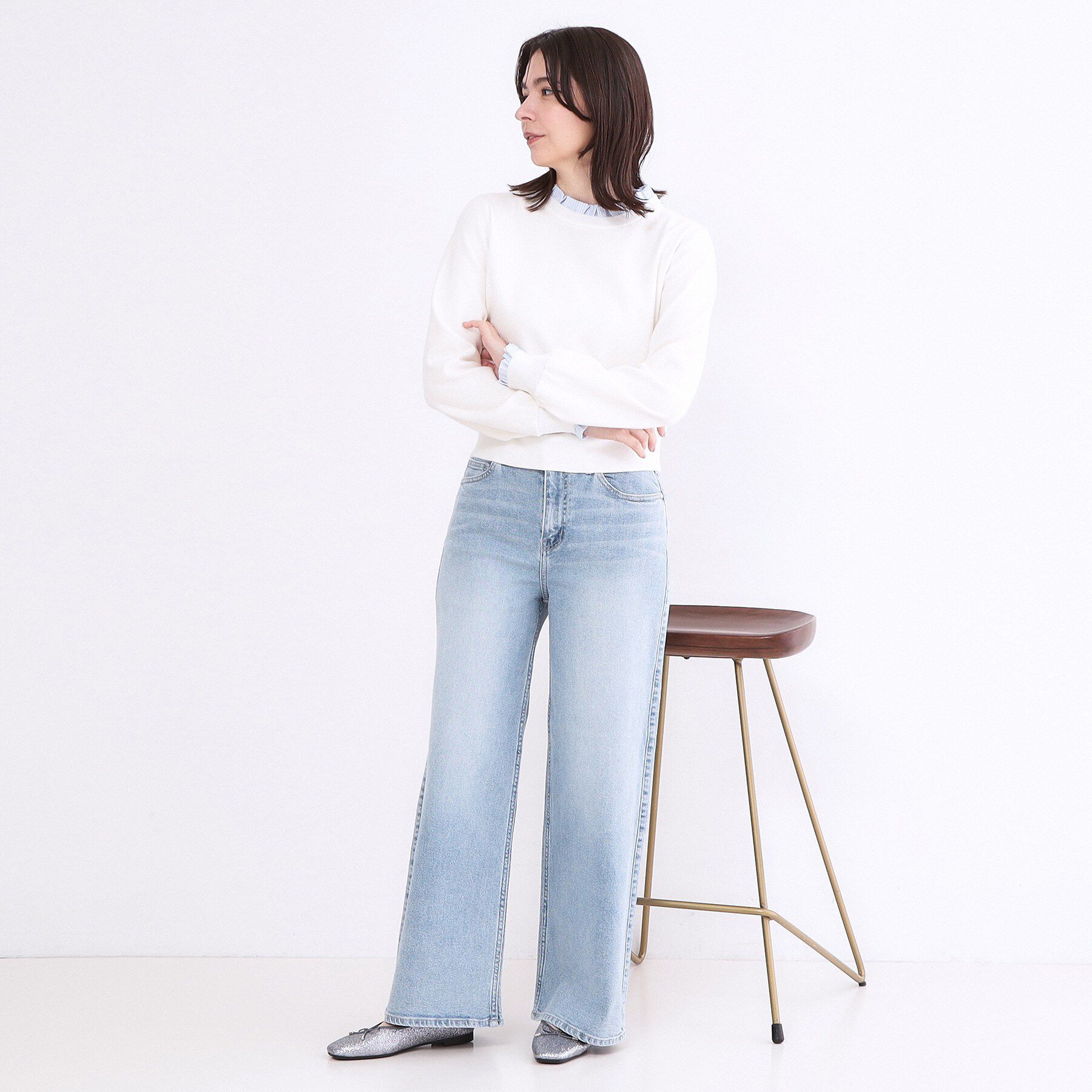 OPAQUE.CLIP「ストレッチバギーデニム【洗濯機洗い可】《SS～LL》」|デニム|